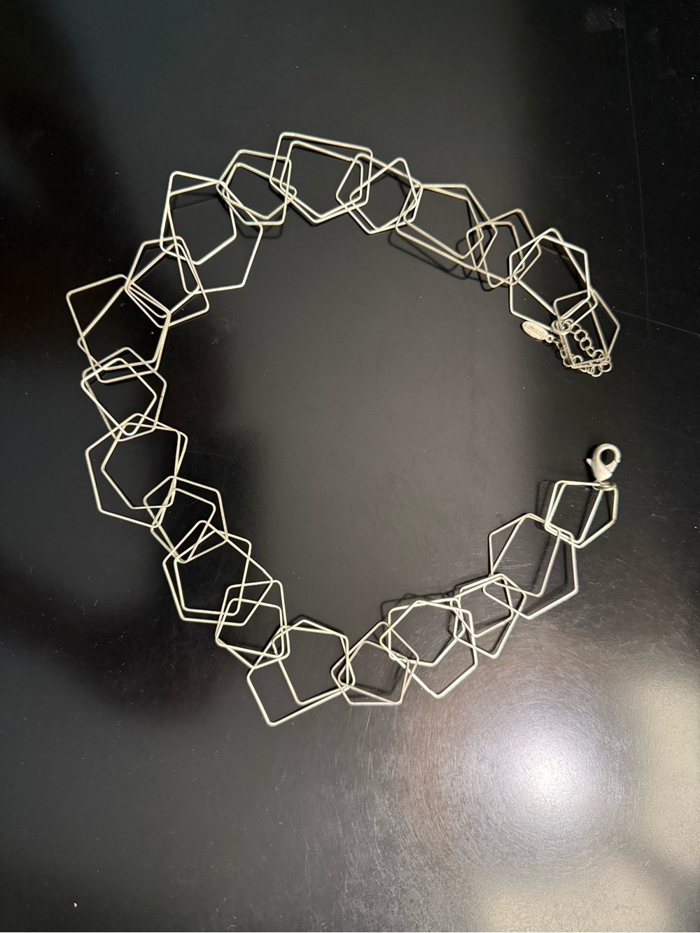 Contemporary Silver Geometric Link Necklace for Women